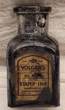 VOLGERS BLACK STAMP INK BOTTLE w ORIGINAL LABEL