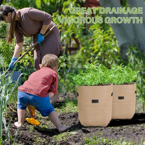 5-10PCS Garden Vegetable Potato Planting Bags 7 Gallon Non Woven Fabric Pot US - Picture 16 of 24