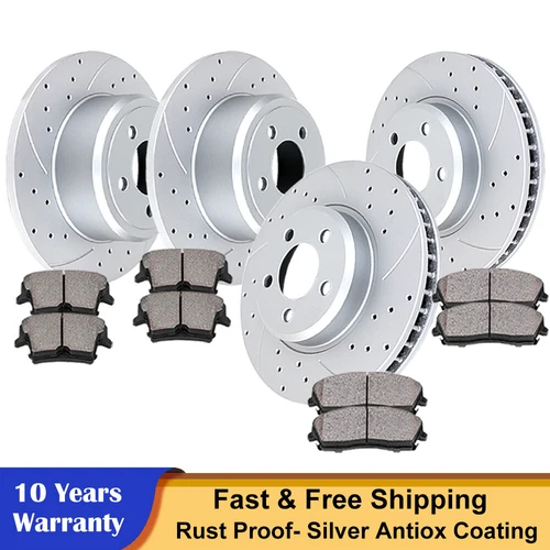320mm Front Rear Drilled Rotors + Brake Pads for Challenger Charger Chrysler 300
