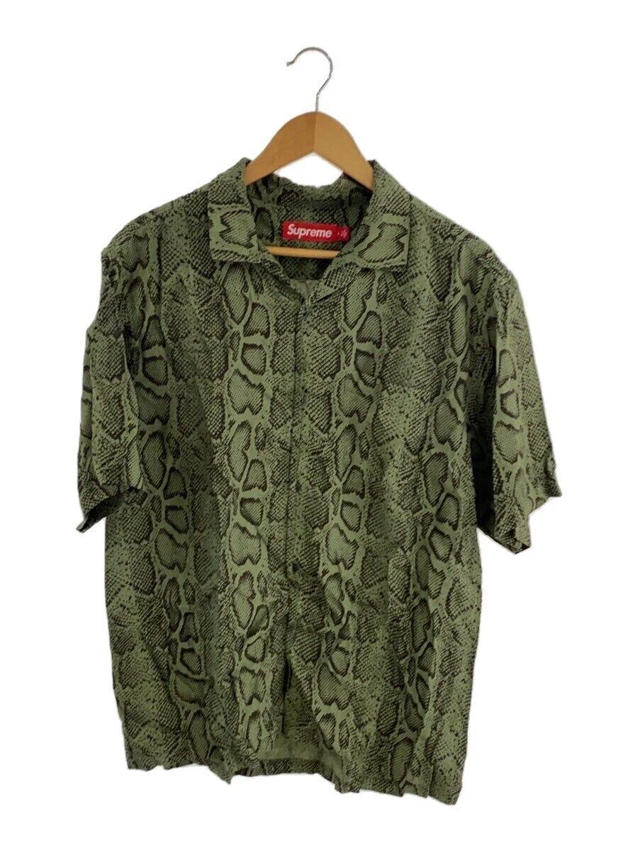 Chemise Supreme manches courtes 24SS serpent S L rayonne kaki animal occasion