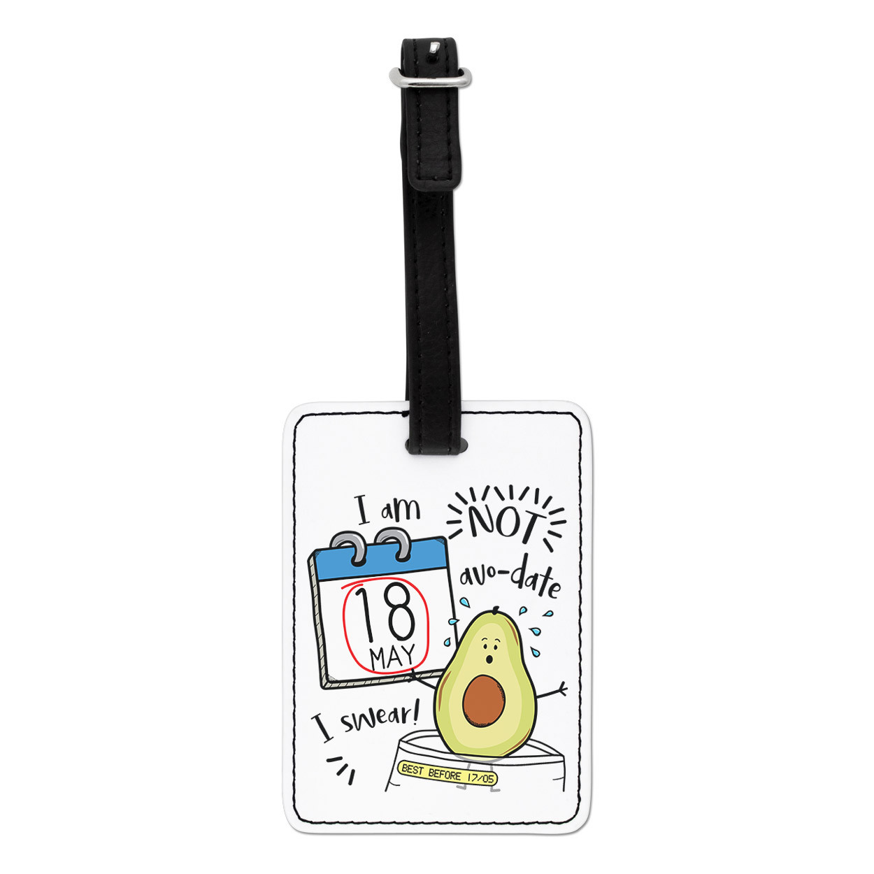 I Am Not Avo-date I Swear Visual Luggage Tag Suitcase Bag - Funny Avocado Vegan