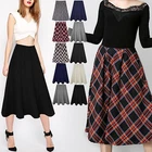 WOMEN LONG FLARED SKIRTS LADIES SKATER SWING MIDI ELASTICATED WAIST WORK OFFICE