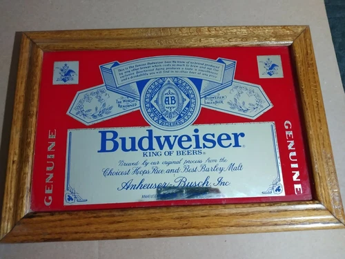 Vintage 80s Budweiser Beer & Windsor Canadian Framed Mirror Bar Sign's Man Cave