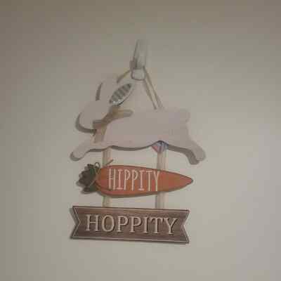 Bunny Hippity Hoppity Rabbit Happy Easter Rabbit   Decoration Sign wall hanging