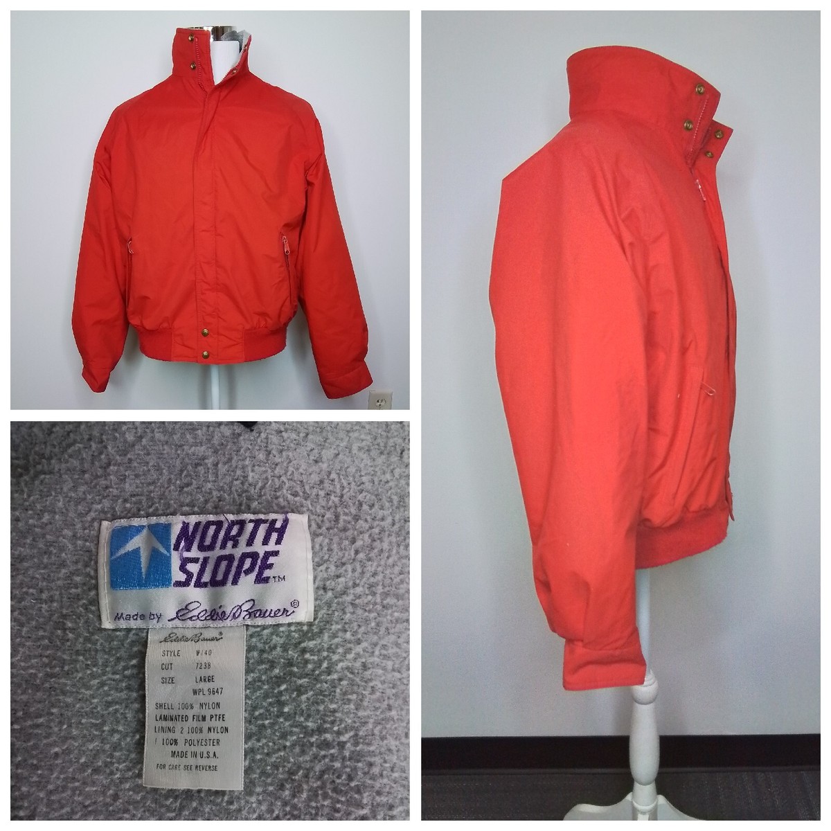 Eddie Bauer North Slope Jacket Men's Large Red Full Zip Vintage
