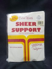 Vintage NOS Extra Width Sheer Support Queen Size Pantyhose
