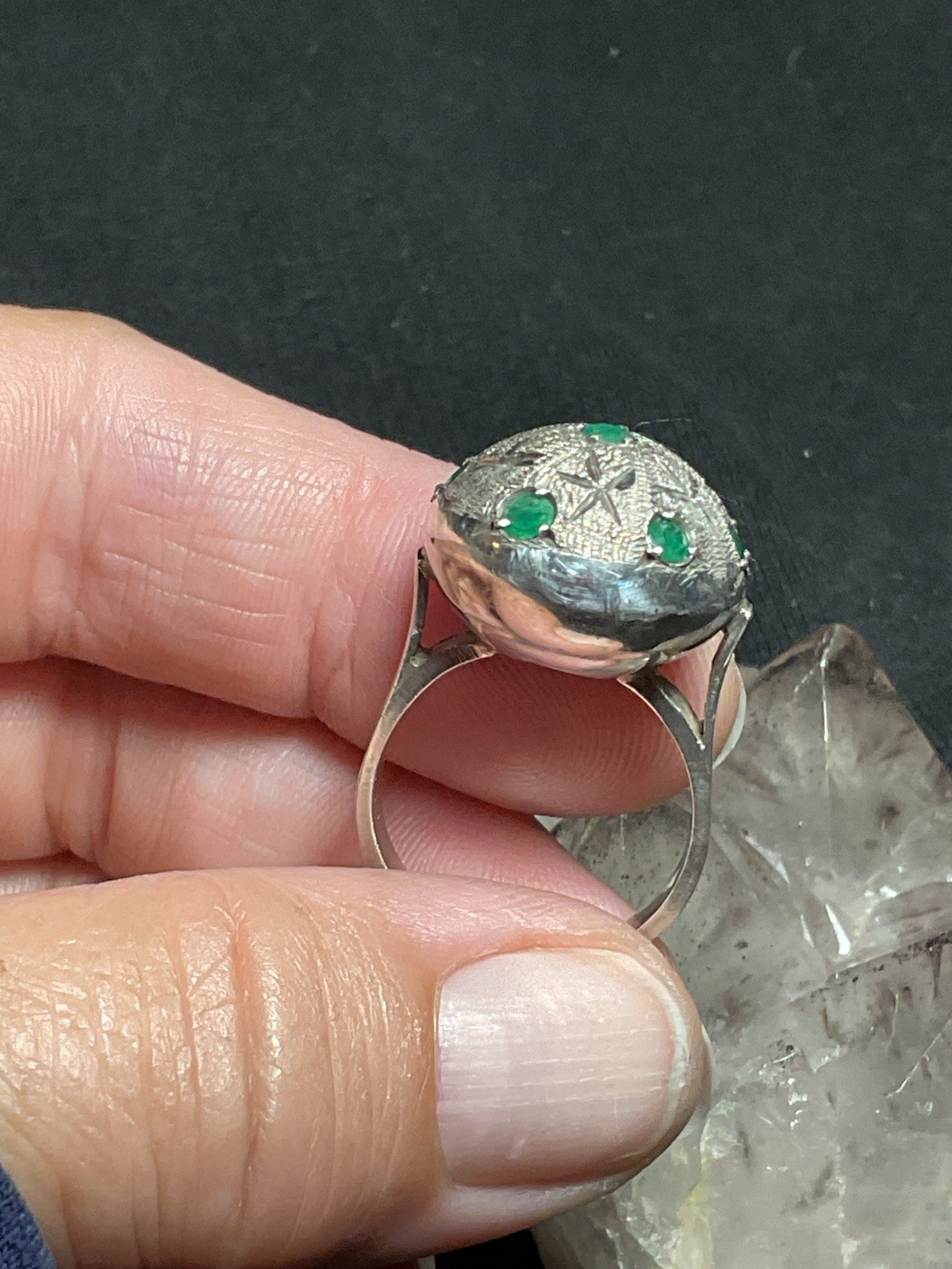 Emerald .925 Silver Globe Ring 7 - image 3