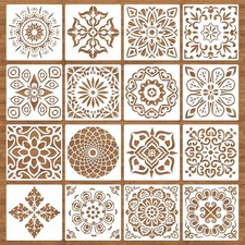 16 Pcs 6 x 6 Inch Reusable Stencils, Mandala Stencils for 6inch, white