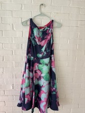 Kate Spade Olivia Dress Jumbo Floral Watercolor Fit  Flare, Size 8 Party