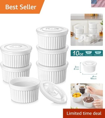 Durable 10 oz Baking Ramekins   Dishwasher & Oven Safe with Date Tracking Lids