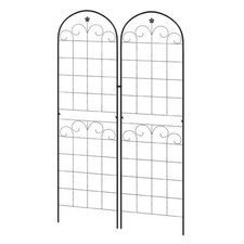 Produktbild - Outsunny 2er Set Metall Rankgitter für Kletterpflanzen, florales Design, 50 x 180 cm
