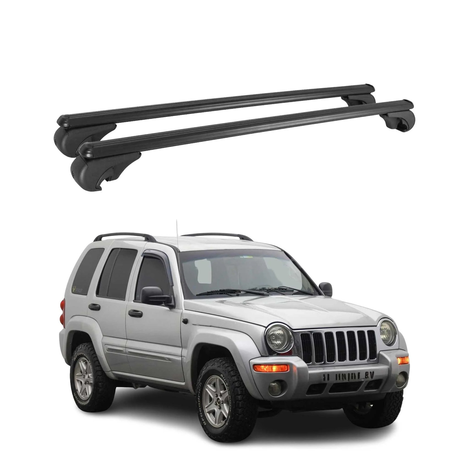 Barres de toit Jeep Cherokee KJ en alu aérodynamique à charge 75kg