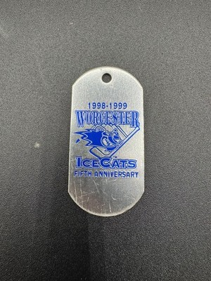 Rare Vintage 1998-1999 Worcester Ice Cats Dog Tag 5th Anniversary