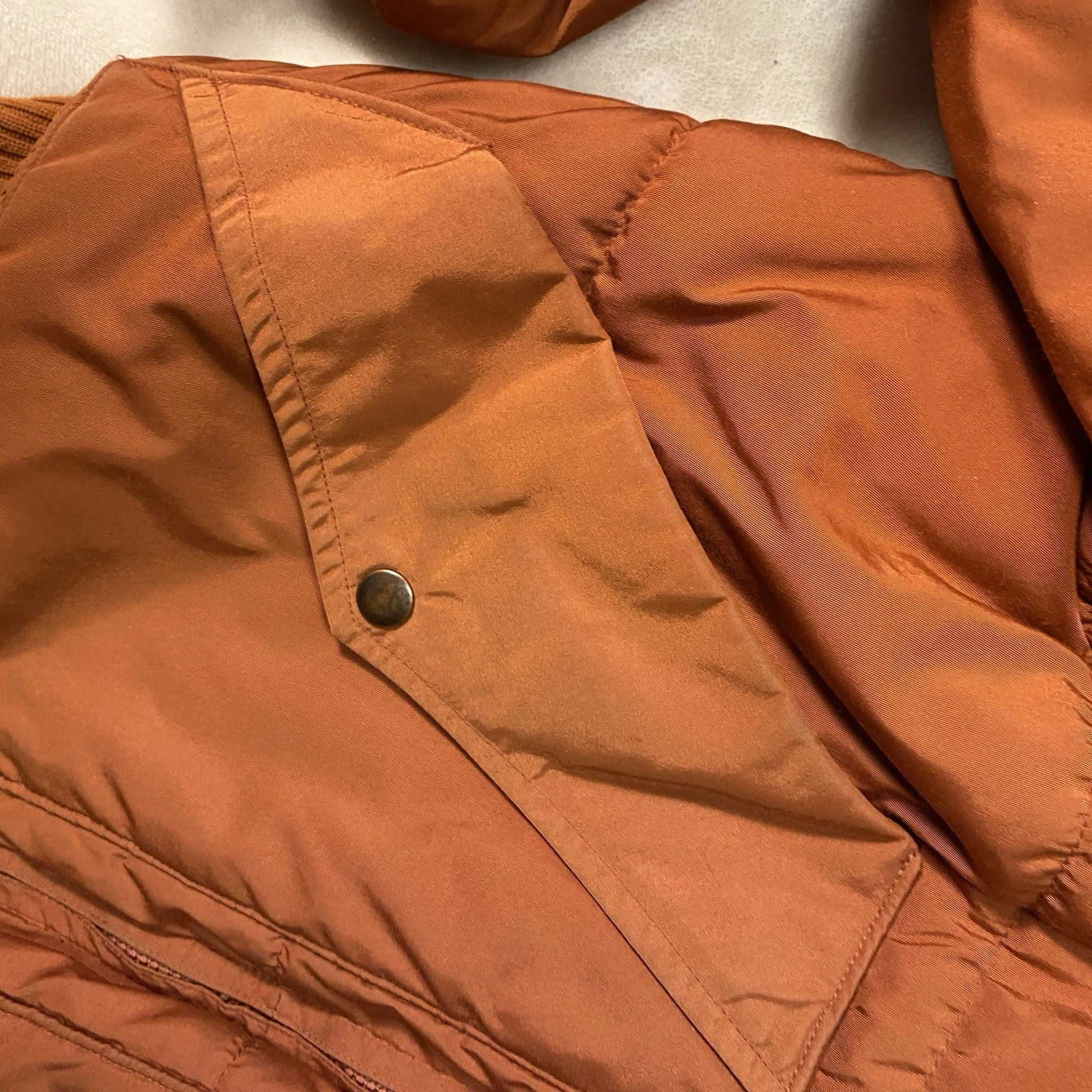 JCPenney Western Puffer Jacket Faux Fur Collar Rust Men size M Retro Bomber 70s image 4