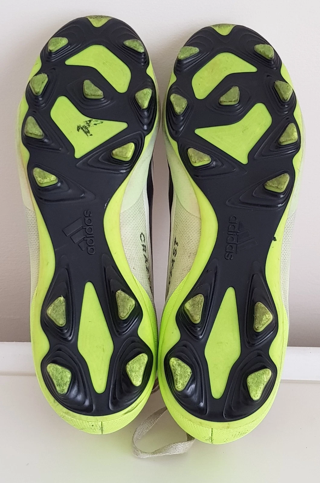•• Scarpe da calcio Adidas X CrazyFast.1 FG bianco giallo taglia UK 7 ••