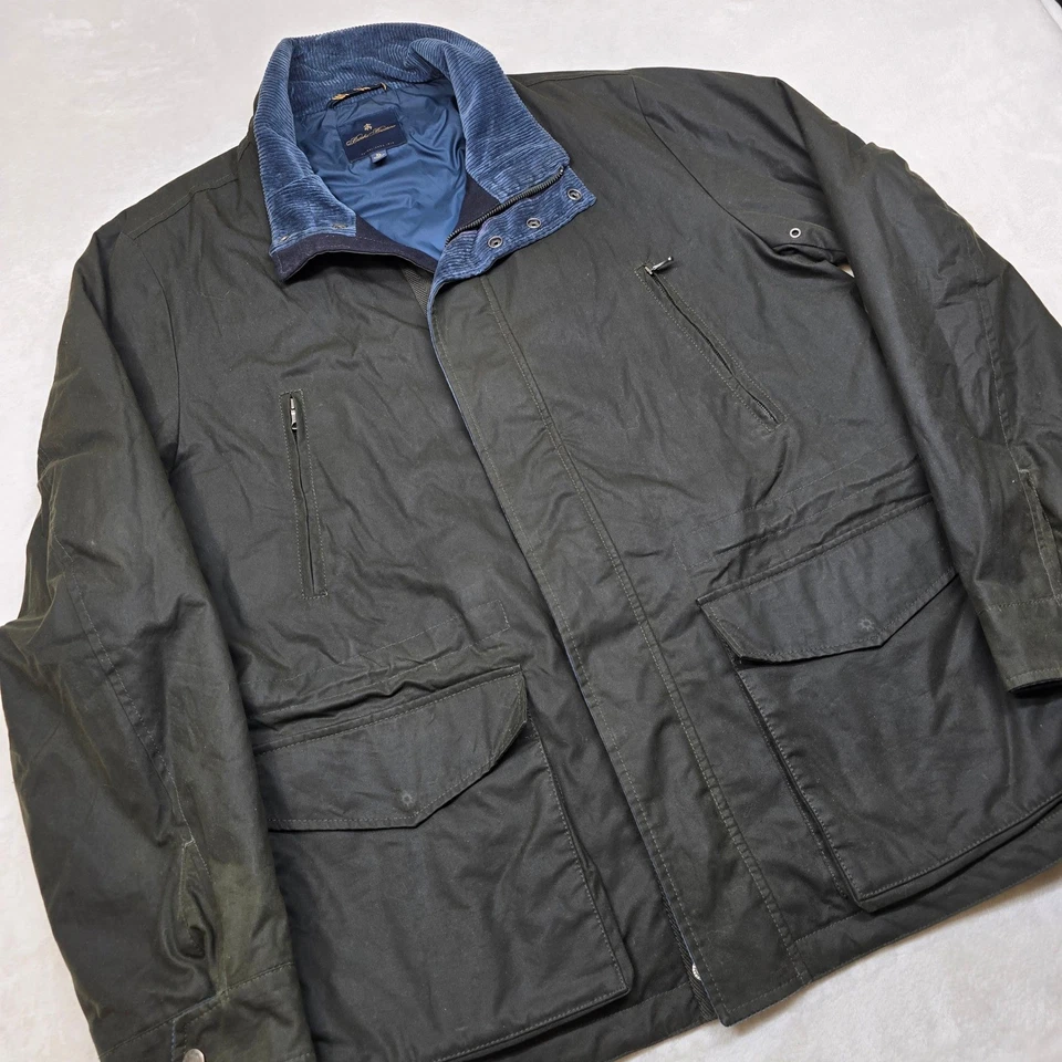 Chaqueta de Campo Brooks Brothers Algodón Encerado Hombres XL Verde Oliva Termore Hecha en Italia Foto 4 de 4