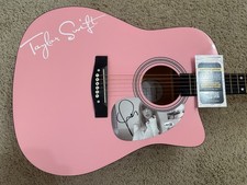 Taylor Swift Signed Pink Acoustic Guitar AUTO JSA COA w/ gig bag
