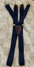Men's Adjustable Polyelastic X Back Suspender with Drop Clip Navy Blue