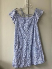 Anthropologie HD In Paris Off The Shoulder Mini Dress Size Small Blue Striped