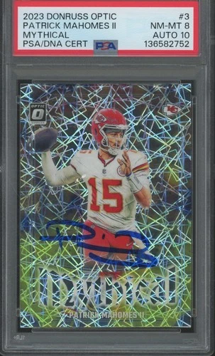 2023 Donruss Optic Mythical #3 Patrick Mahomes II SSP Case Hit PSA 8 10 Auto