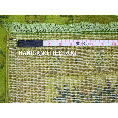6'x8'2" Green Overdyed Kazak Geometric Design Hand Knotted Pure Wool Rug G20443 - Picture 6 of 6
