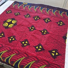 Hitarget Wax Block African Print # 311720 Red Blue Yellow 2 yds 78x45 in Cotton