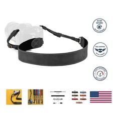 Luxury Black Leather Camera Strap for DSLR  SLR - Comfortable  Durable Design