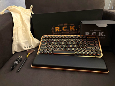 AZIO R.C.K. Retro Classic Compact Keyboard Black/Rose Gold BT USB QWERTY MK
