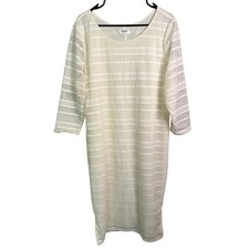 NWT Kindred Midi Shift Dress 2X Plus Beige Mesh Knit Casual Office Plain