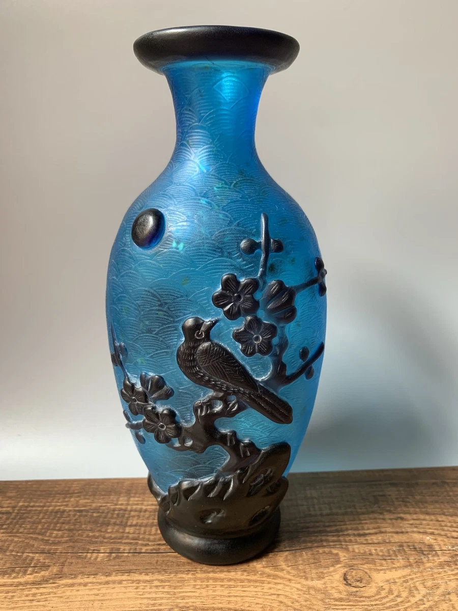 蓝色中国风玻璃花瓶| eBay