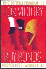 1943 Brooklyn Dodgers vs Cubs Autograph Program 12 Sigs include Arky Vaughan PSA