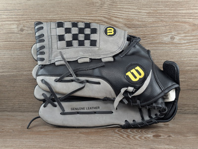 WILSON 14'' Large A360 LHT Softball Baseball  Fielder Leather Glove BLACK & GRAY