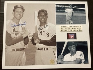 Stan Musial Willie Mays Autographed 8x10 Photo In A 11x14 Matt . COA . HOF