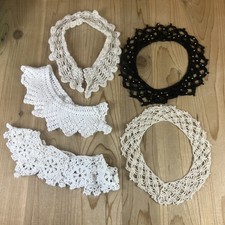 Vintage Crochet Collars Lot Of 5 Handmade White Beige Black