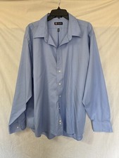 Chaps Dress Shirt No Wrinkles Mens Sz 2xl Blue Cotton Blend Button Collar 