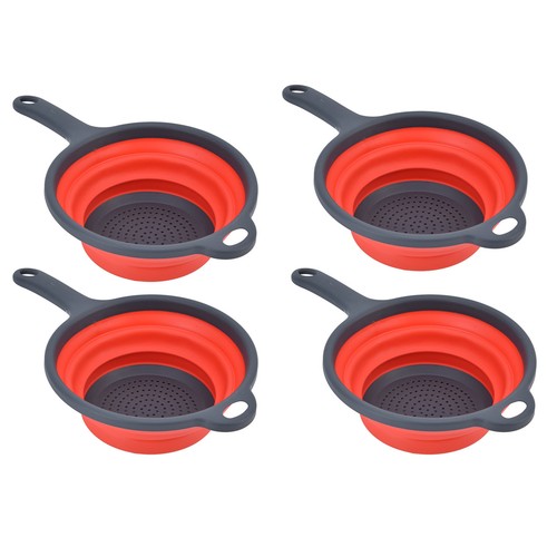 (Red)4PCS Colander Strainer Round With Handle Hanging Hole For - Imagen 9 de 22