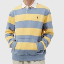 POLO RALPH Lauren longsleeve Stripe RUGBY SWEATSHIRT pockets size XL