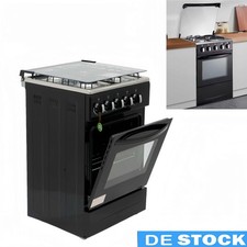 Standherd Backofen Gas Kochfeld Heißluft Umluft Grill 4 flammig 60L Backofen DE