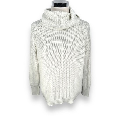 Haven Well Within Chunky Knitted Sweater Women s Large White Funnel Neck Cotton