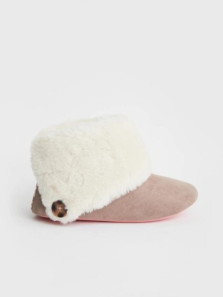 Women White Stag Slippers Grey Faux Suede 40