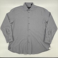 John Varvatos Shirt Men 15.5 34 Gray Speckled Stretch Slim Fit Preppy USA