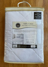 New Optima Bedding Three Quarter Bed 100% Cotton Deep Quilted Mattress Protector