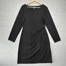TALBOTS Womens Sweater Dress Side Tie Black Speckled Knit A-Line Size 10