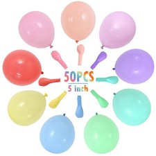 Mixed Color Balloons 50Pack, 5 Inch Latex, Birthday Wedding Decor, Pastel
