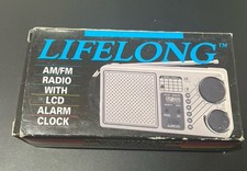 NOB Vintage Lifelong Portable AM FM Radio With LCD Alarm Clock Model 845-2