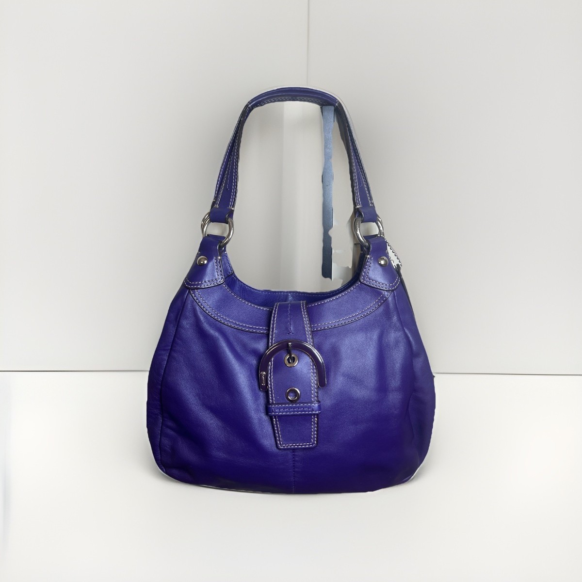 COACH (2011) Soho Lynn Y2K Leather Purple Hobo Buckle Shoulder Bag