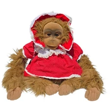 Hosung Orangutan Monkey 16" Hand Puppet Plush Golden Brown Vintage 1992