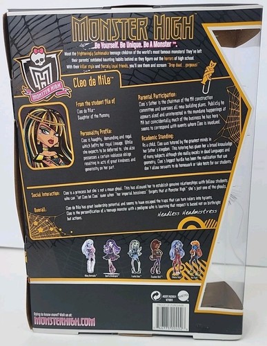 Monster High Cleo de Nile Scuole Fuori 2011 Raro- - Foto 4 di 11