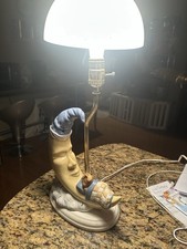 VTG 70's Porcelain Bear Man in the Moon Nursery Lamp Night Light MCM 1970s