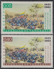 Venezuela 643/44 1961 140º Jubiläum Der Schlacht Von Carabobo MNH